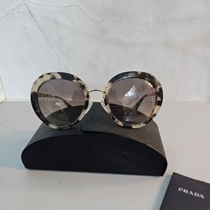 Prada Brown Oversized Sunglasses with Gold Bridge